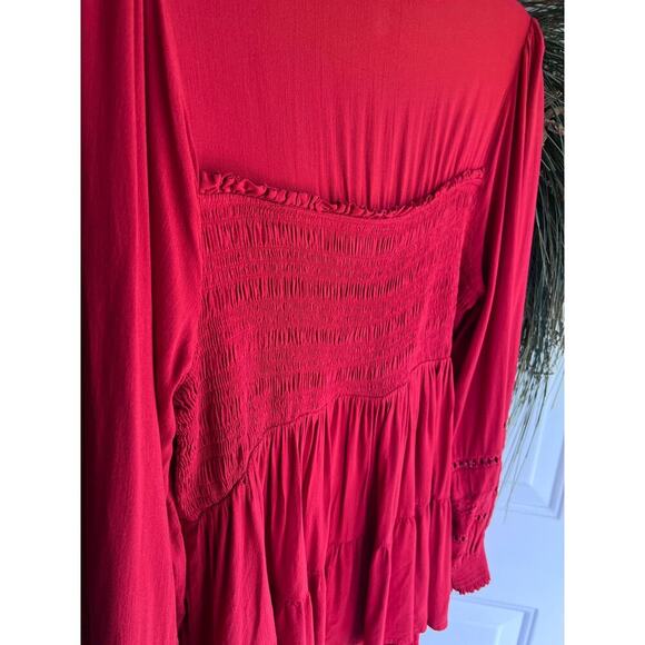 Not For Sale-Red Torrid Long sleeve Babydoll Lace Inset Smocked Square Neckline - Picture 13 of 15